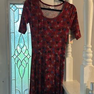 LuLaRoe Ana XS.  Brand new… red/maroon with blue palm teees